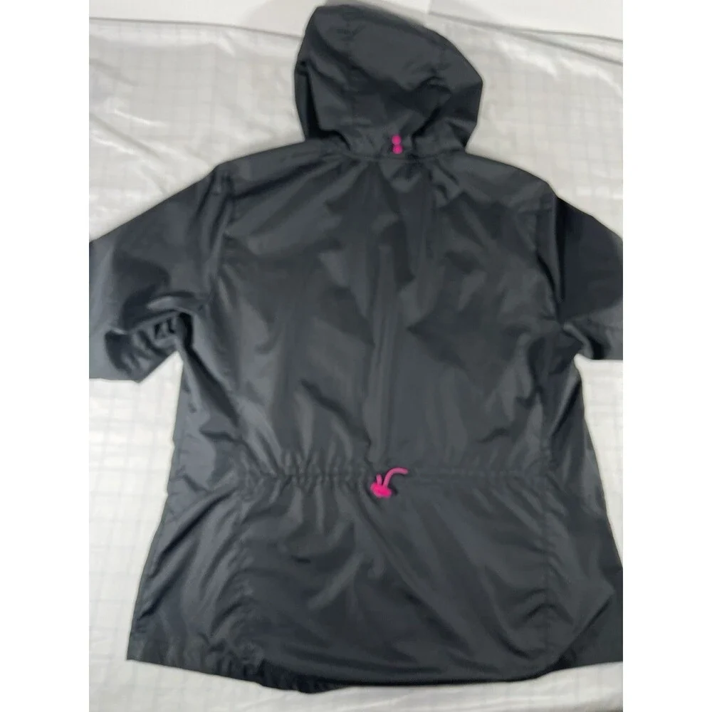Danskin Now Women's Hooded Windbreaker Jacket Size L (12-14) Gray Pink Athletic